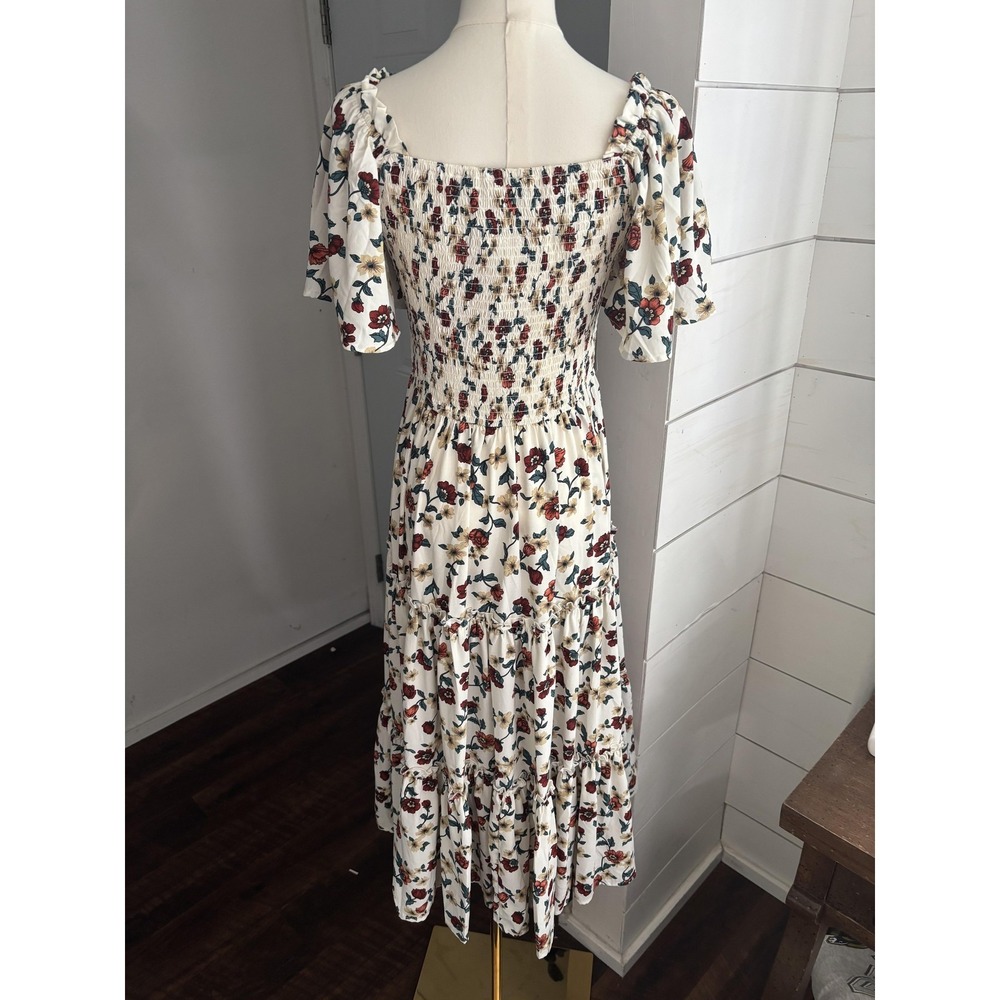 Ivy City Co Dress Womens Small White Floral Sweet Caroline Smocked Midi Sundress - Picture 3 of 7